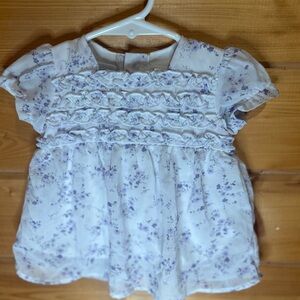 Delightful Floral Kids Blouse in White and Purple